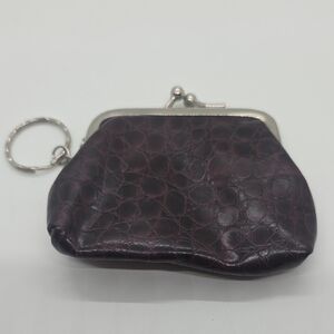 Source Unknown Dark Plum Textured Coin Purse Keyring